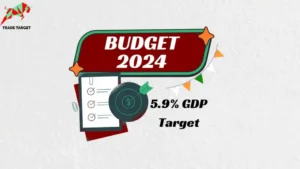 Bullseye with notes representing India's target to reach 5.9% GDP against a white background.