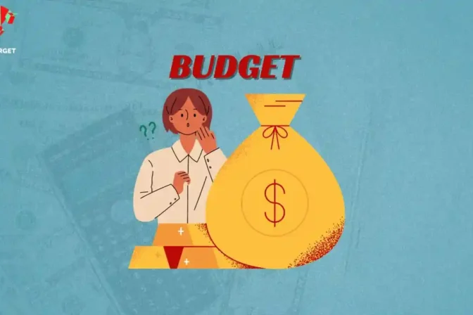 A girl standing with a money potli and gold brick, representing the budget-making process in India which starts around August-September, approximately six months before its presentation.