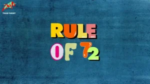 Rule of 72 written against a blue background, representing its benefits, drawbacks, and workings as a financial tool for those starting their savings journey and considering investment plans.