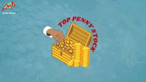 Top Penny Stocks with a box full of coins and a hand picking a coin.