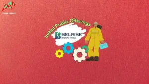 A graphic depicting the Belrise Industries logo and a construction worker, surrounded by gears and the text "Initial Public Offerings", indicating an upcoming IPO for Belrise Industries.