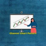 Female instructor explains channel chart pattern on whiteboard with green/red candlesticks & upward diagonal lines.