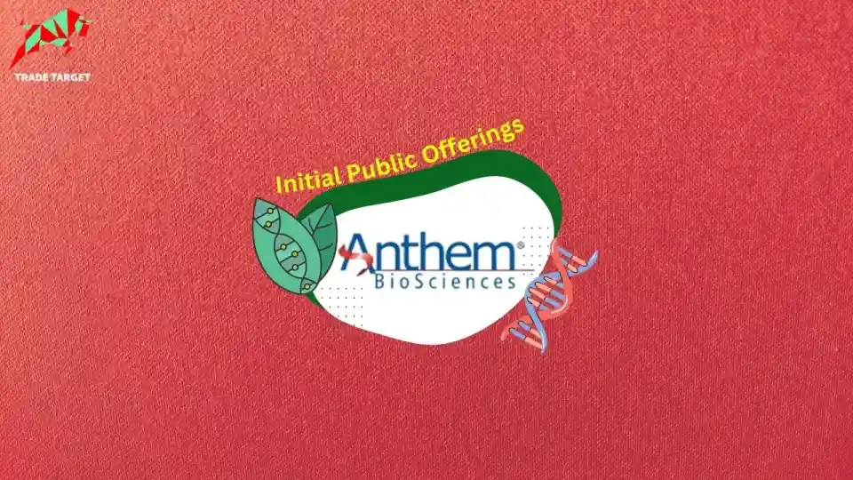 Logo for Anthem BioSciences, a biotechnology company, with text "Initial Public Offerings" and DNA helix imagery.