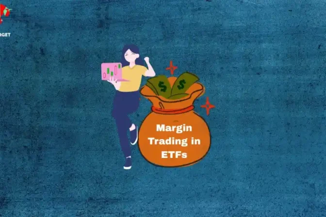 An animated image depicting a person celebrating with a large bag of money labeled "Margin Trading in ETFs," symbolizing potential gains.