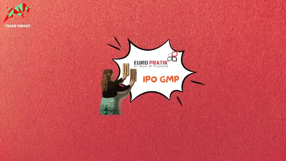 A visual representation of the Euro Pratik Sales IPO GMP, with the company's logo on a decorative panel.