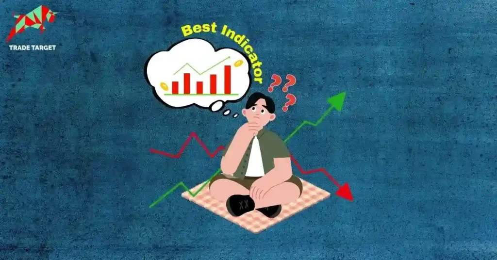 Illustrative trader pondering market charts while identifying the best indicators for swing trading trends.