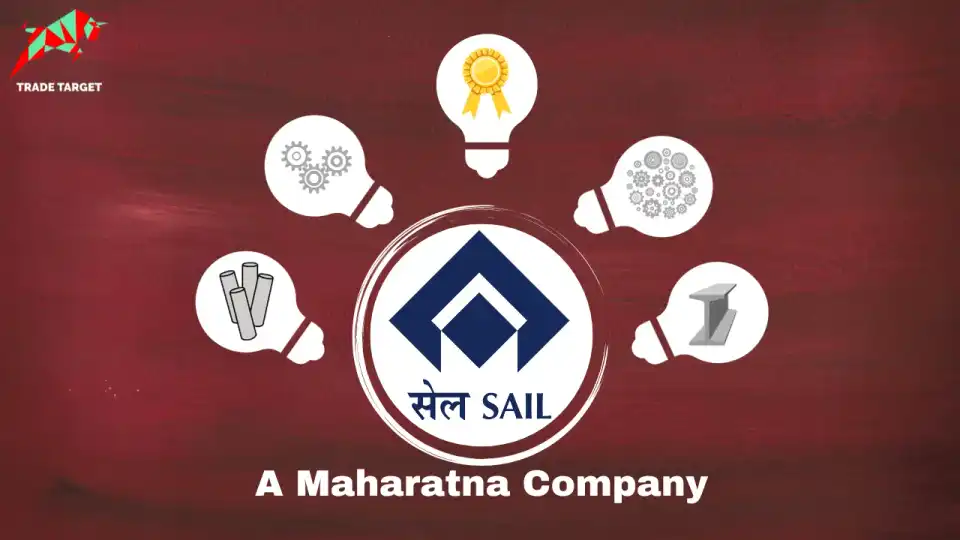 SAIL fundamental analysis showing Steel Authority of India Limited logo with five bulbs representing business segments and focus on crude steel production.