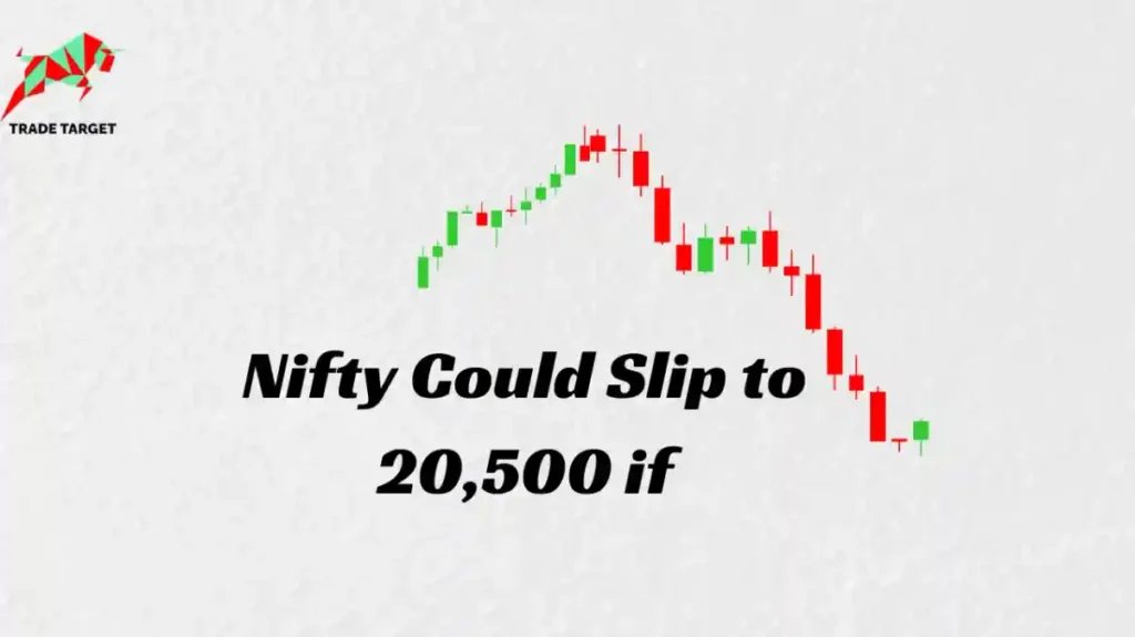 Stock market chart showing a downward trend, illustrating JPMorgan's warning that the Nifty could slip to 20,500.